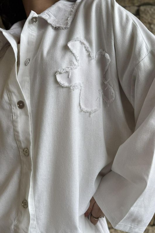 Hippie Shake Linen Blend Shirt Jacket White